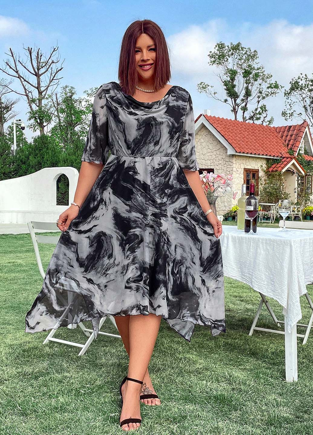 Комбінована кежуал сукня кльош SHEIN тай-дай