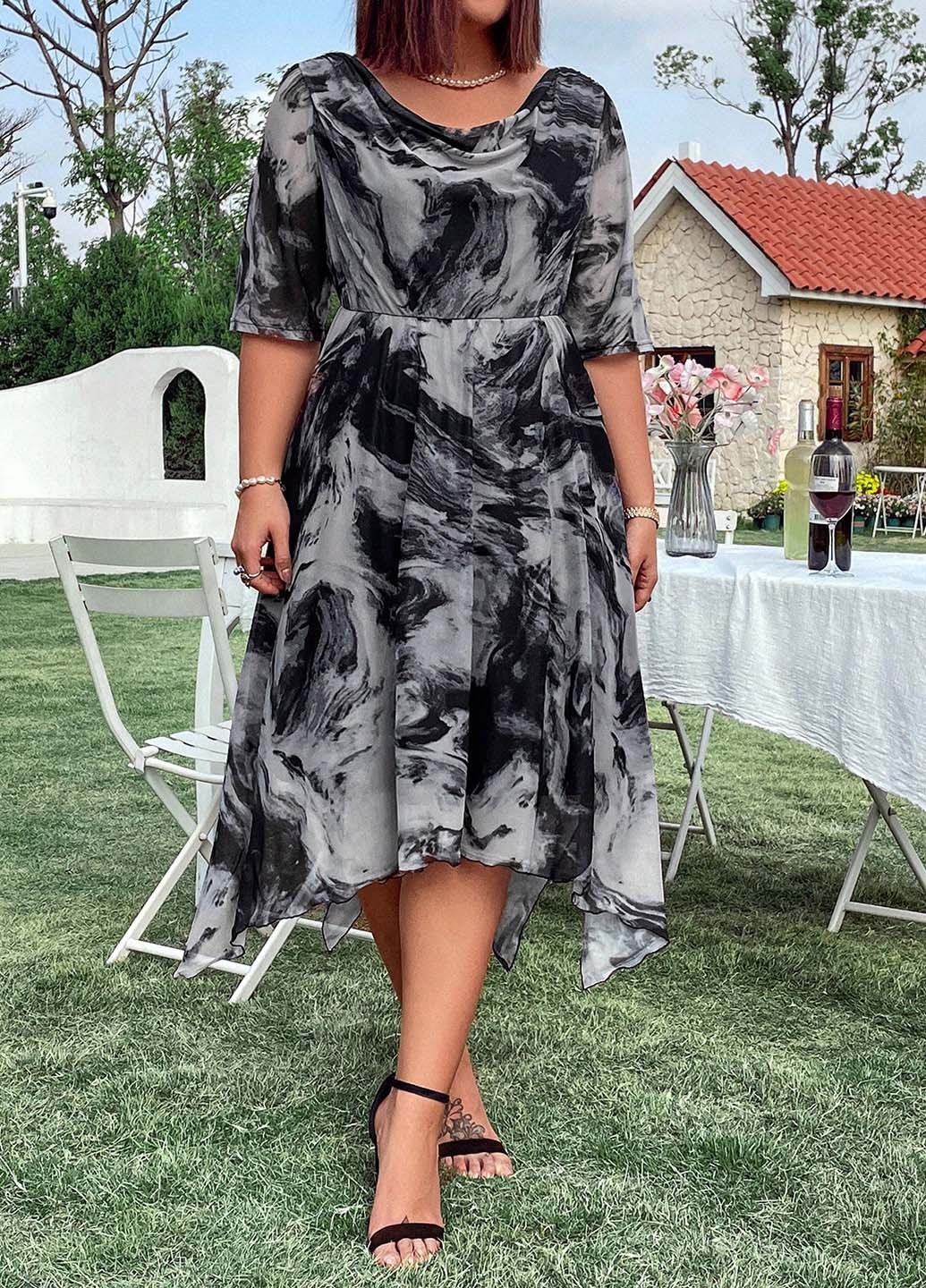 Комбінована кежуал сукня кльош SHEIN тай-дай