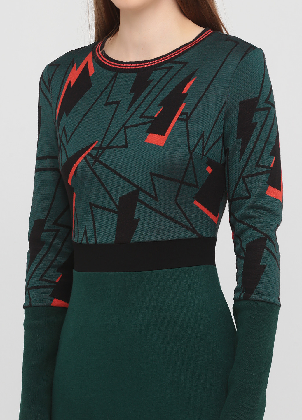 Темно-зеленое кэжуал платье футляр Only с геометрическим узором