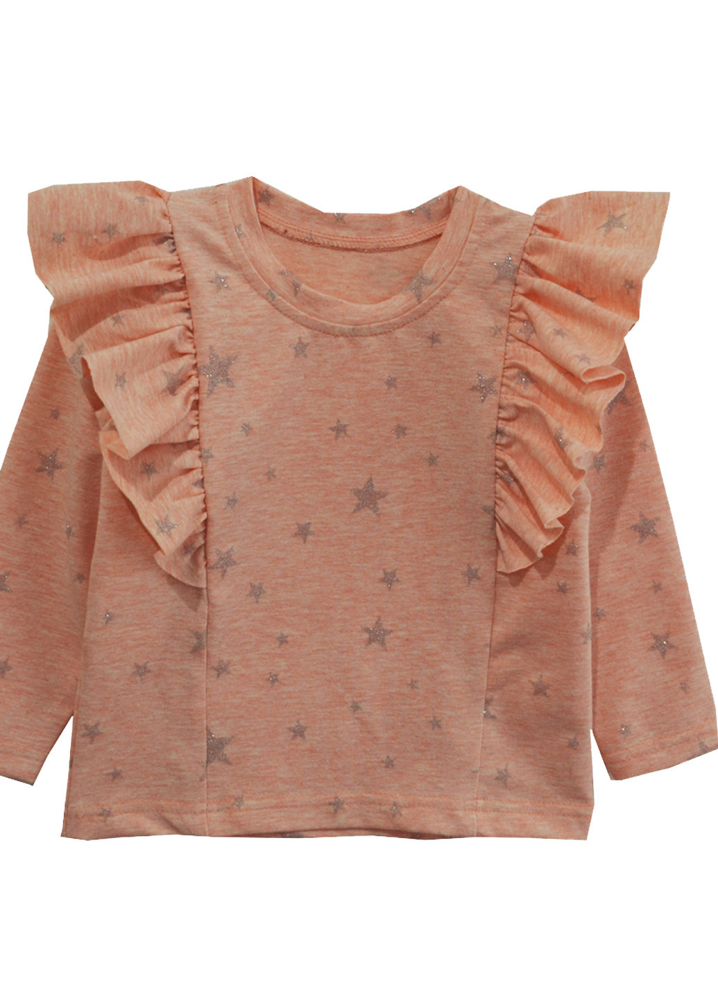Персиковая с звездным узором блузка Витуся демисезонная