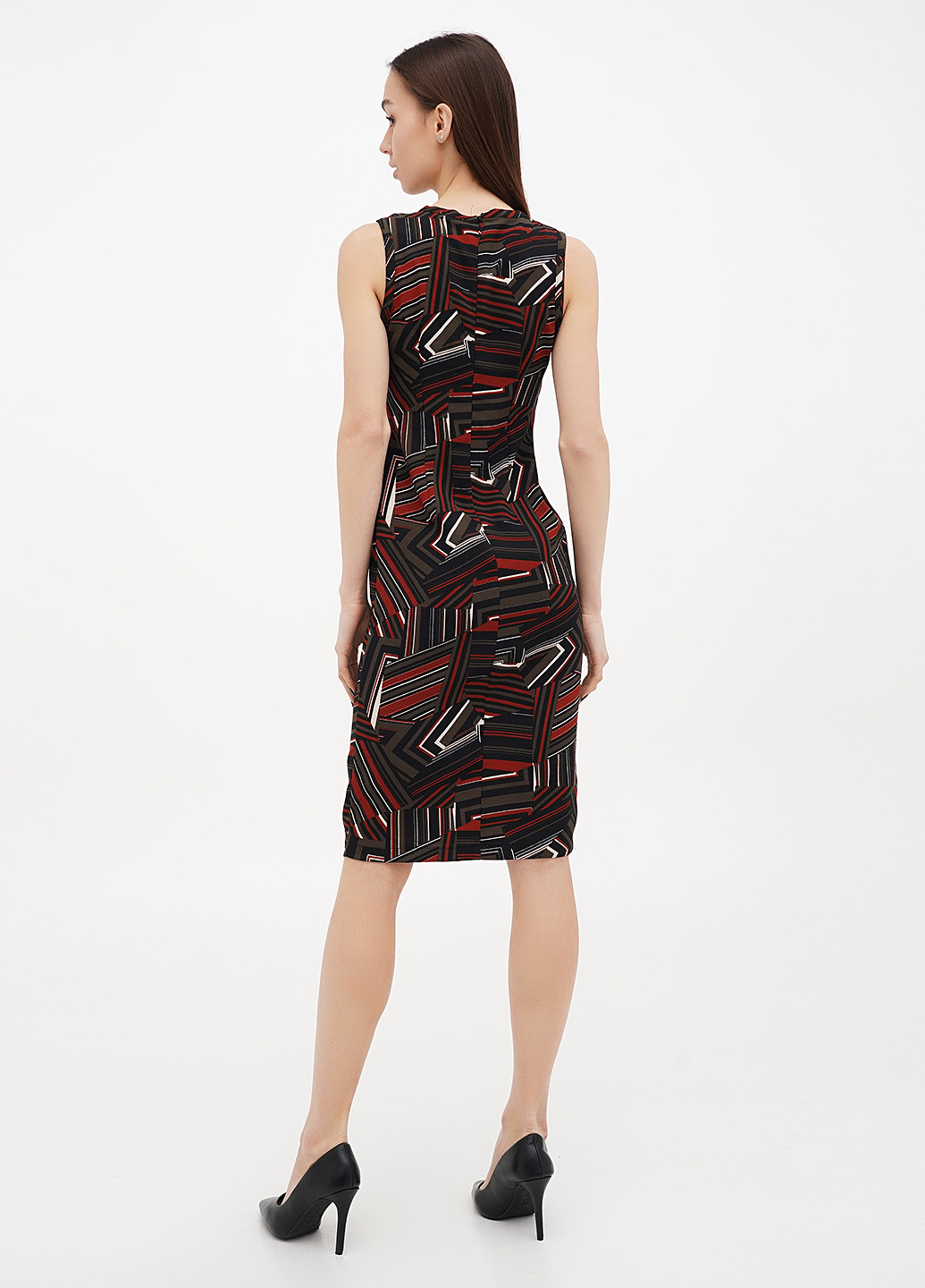 Комбинированное кэжуал платье силуэтная Sassofono с геометрическим узором
