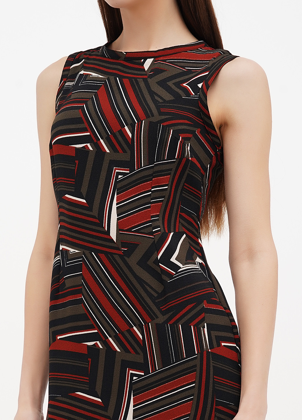 Комбинированное кэжуал платье силуэтная Sassofono с геометрическим узором