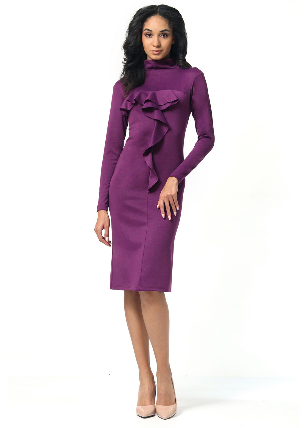 Фиолетовое кэжуал платье футляр FEM однотонное