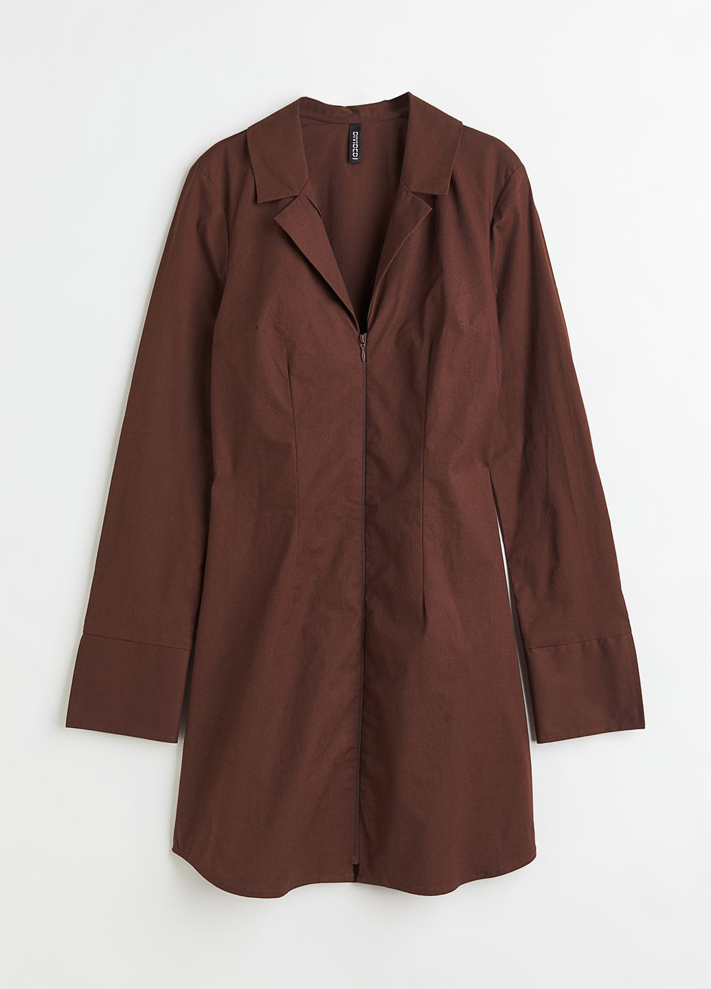 Темно-коричневое кэжуал платье рубашка H&M однотонное