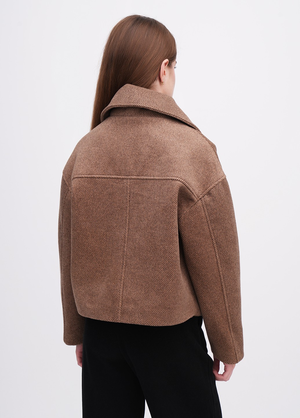 Светло-коричневое Кэжуал полупальто двубортное EQUILIBRI в полоску