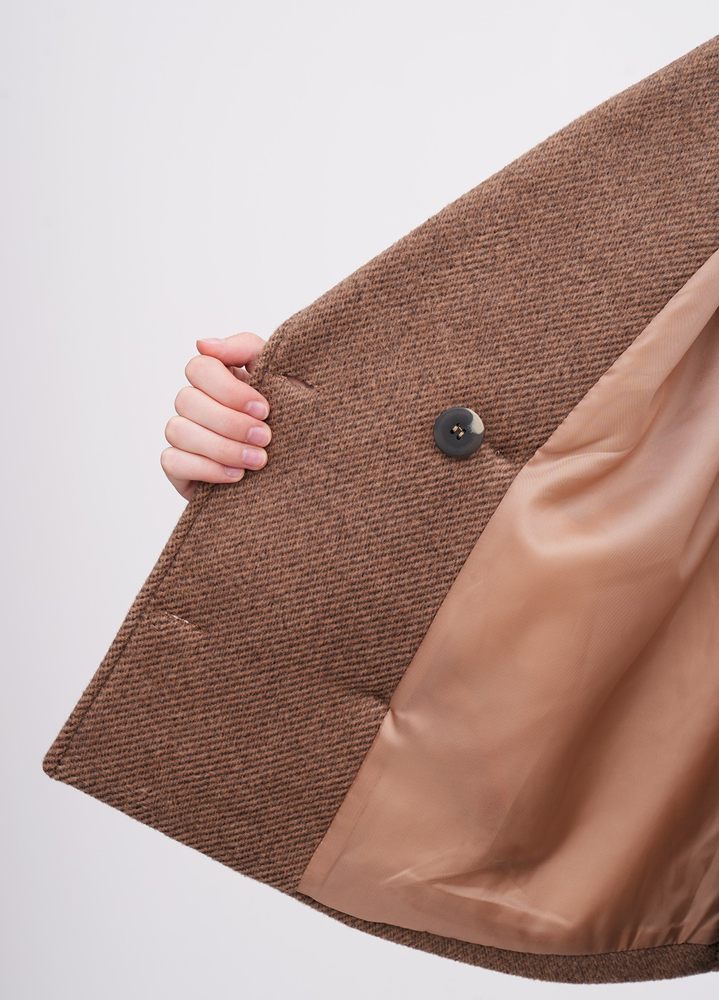 Светло-коричневое Кэжуал полупальто двубортное EQUILIBRI в полоску