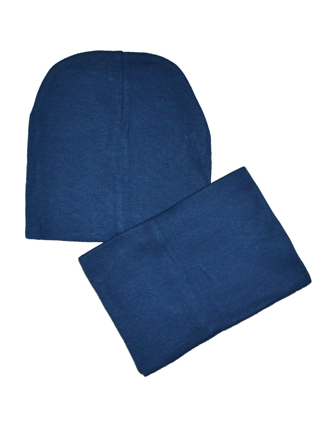 Шапка и шарф-снуд No Brand шапка + шарф-снуд однотонные синие кэжуалы хлопок