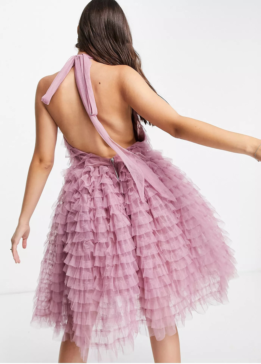 Светло-розовое коктейльное платье клеш Forever Unique однотонное