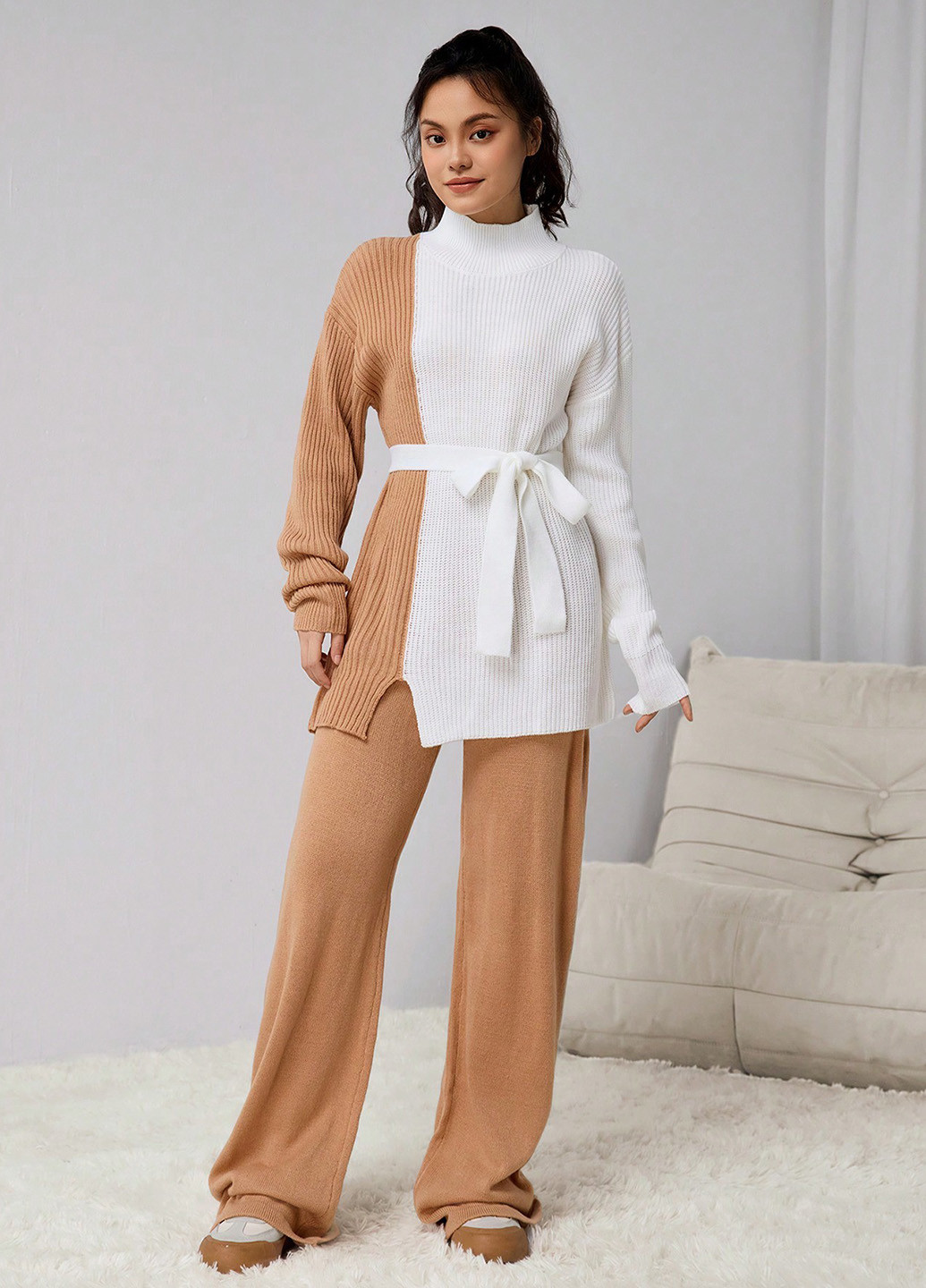 Комбінований демісезонний костюм (туніка, штани) брючний SHEIN