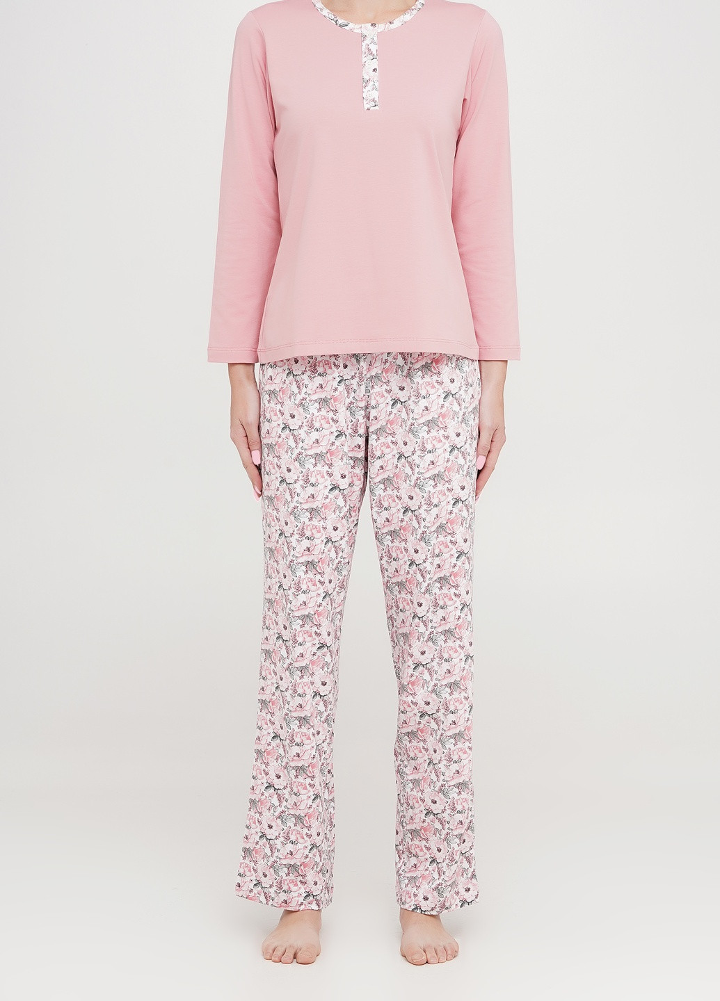 Розовая всесезон пижама трикотажная реглан с брюками реглан + брюки German Volf