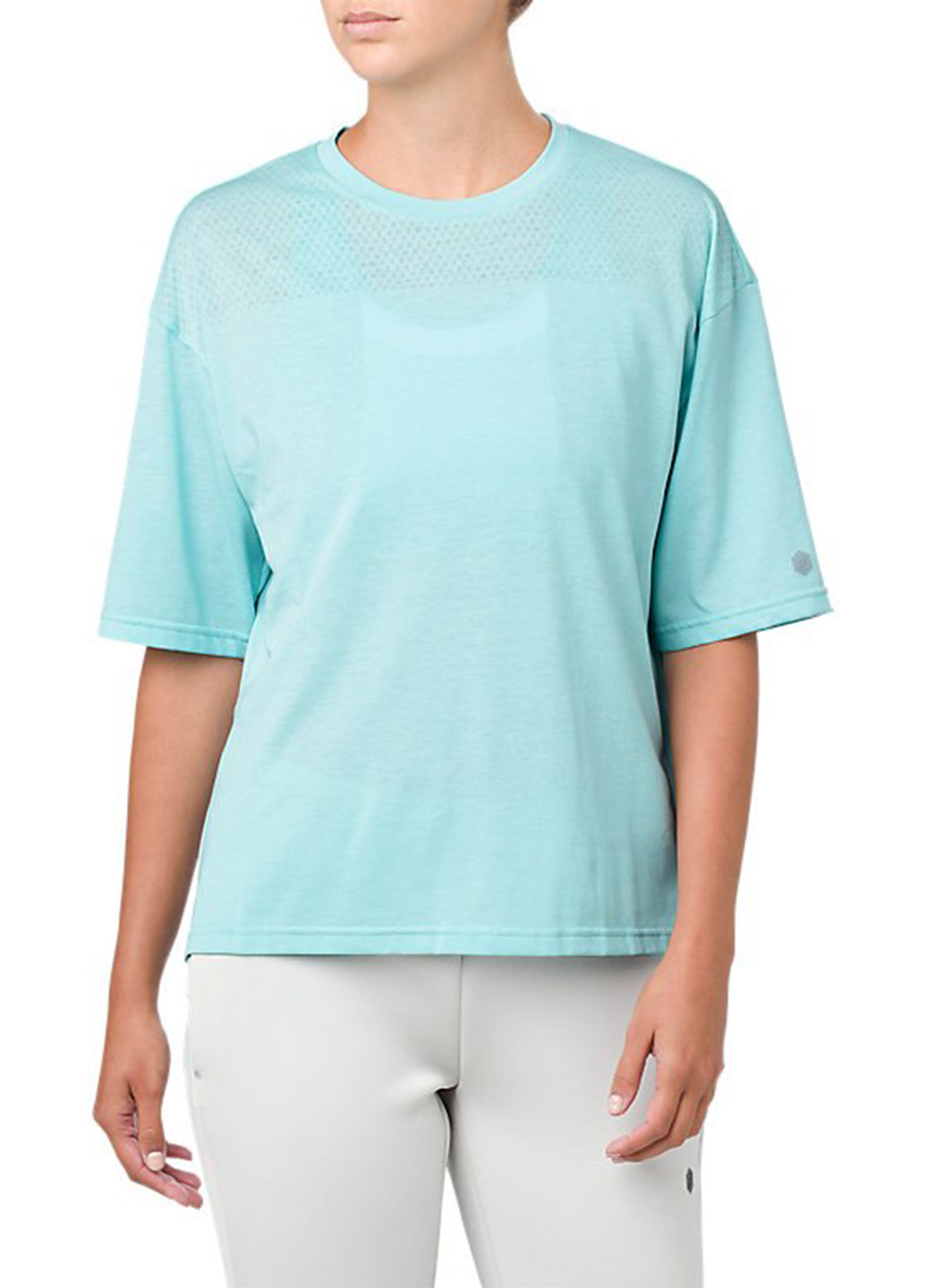Голубая летняя футболка с коротким рукавом Asics