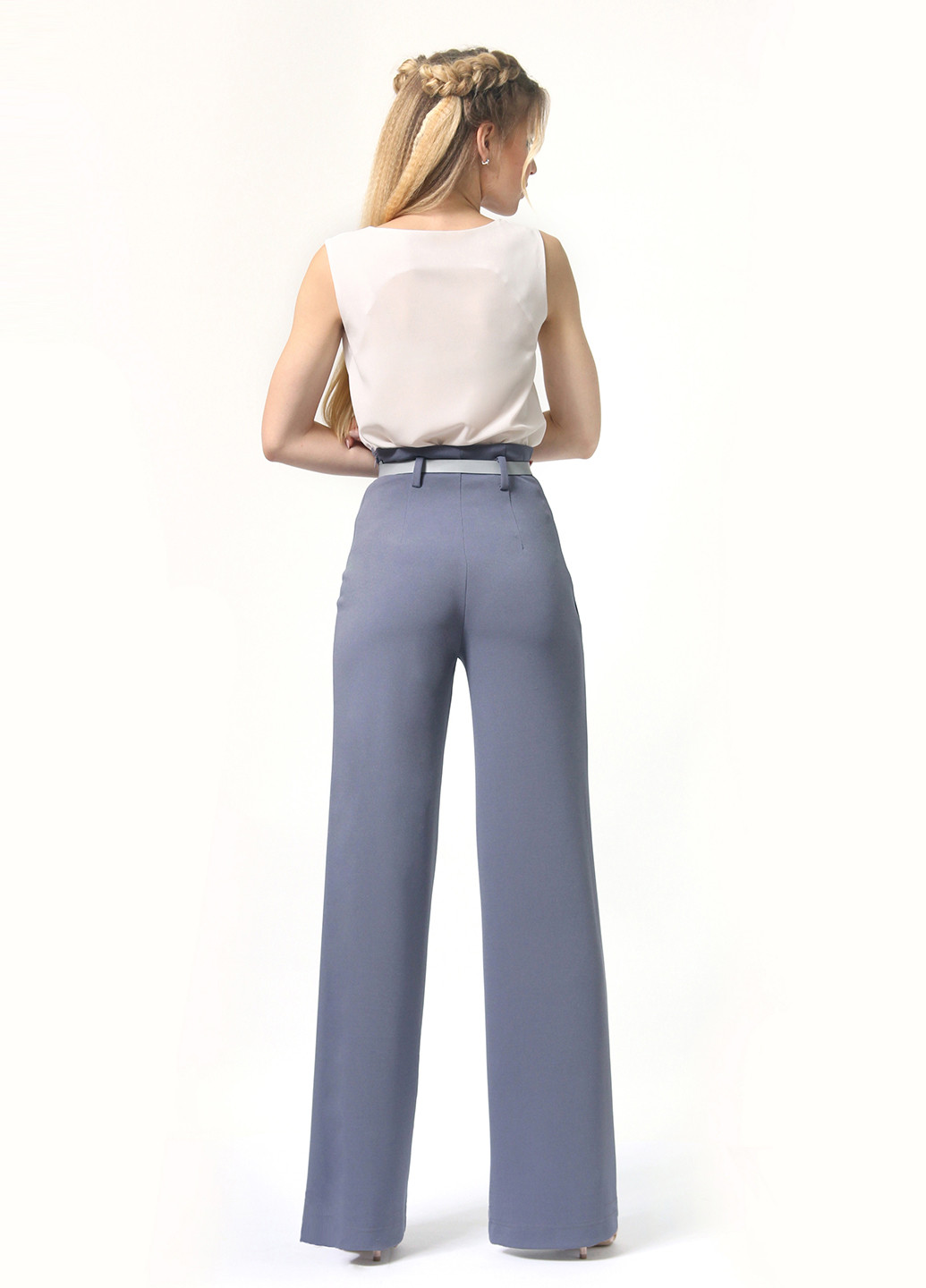 Серо-синие классические демисезонные прямые брюки Lila Kass