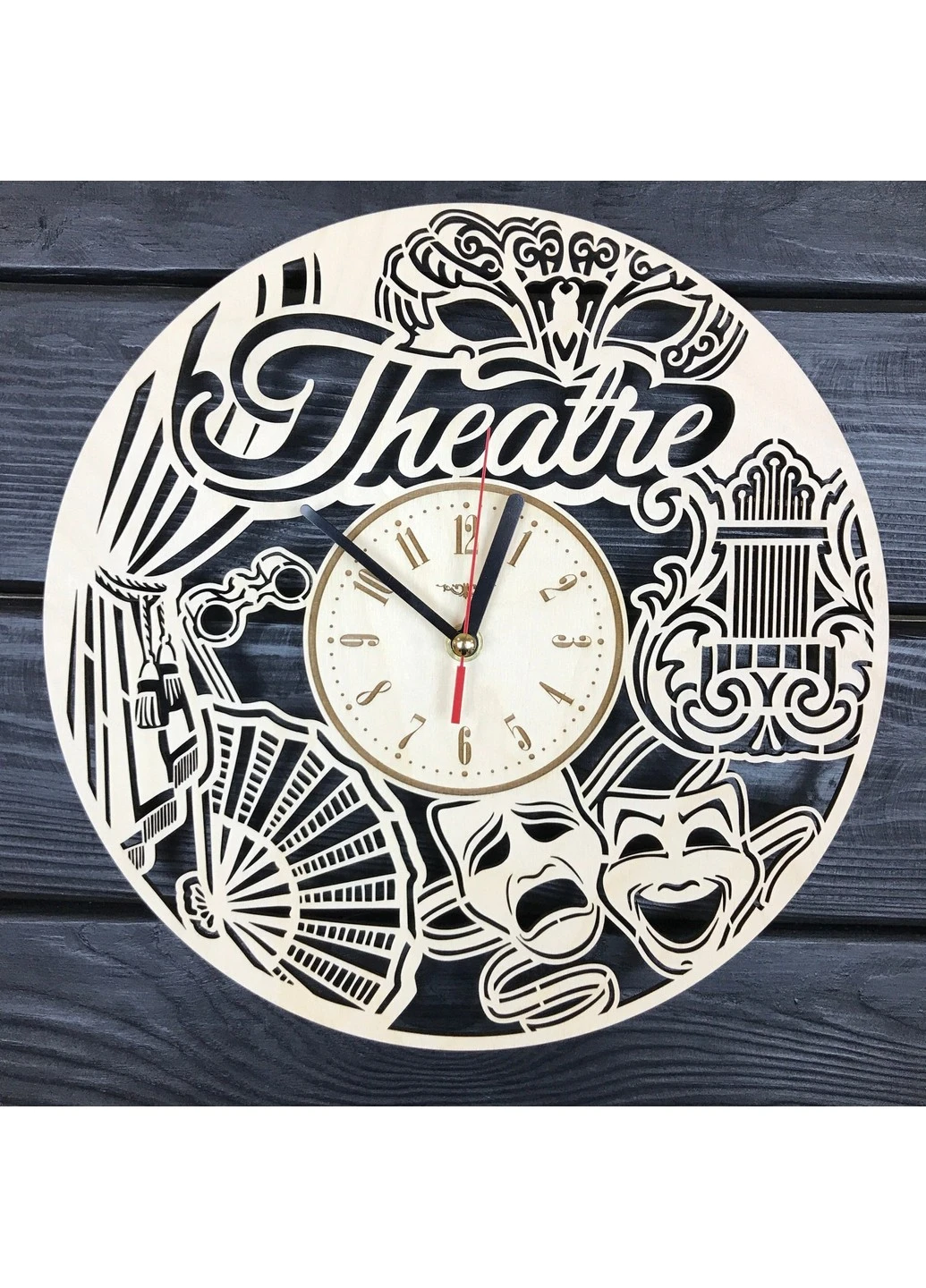 Концептуальные деревянные часы на стену «Театр» 7Arts (253565929)