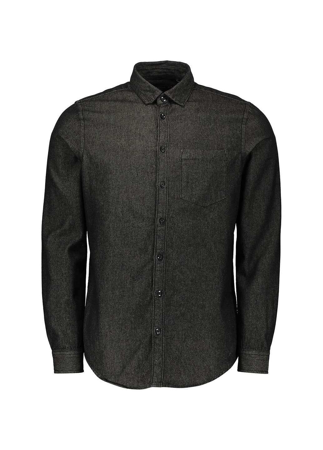 Черная кэжуал рубашка меланж Piazza Italia с длинным рукавом