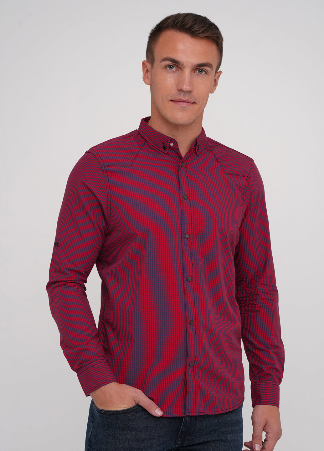 Темно-красная кэжуал рубашка в клетку Trend Collection