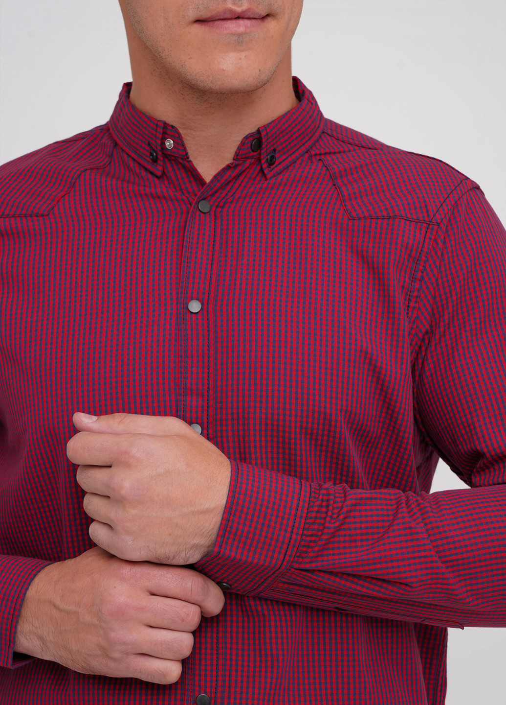 Темно-красная кэжуал рубашка в клетку Trend Collection