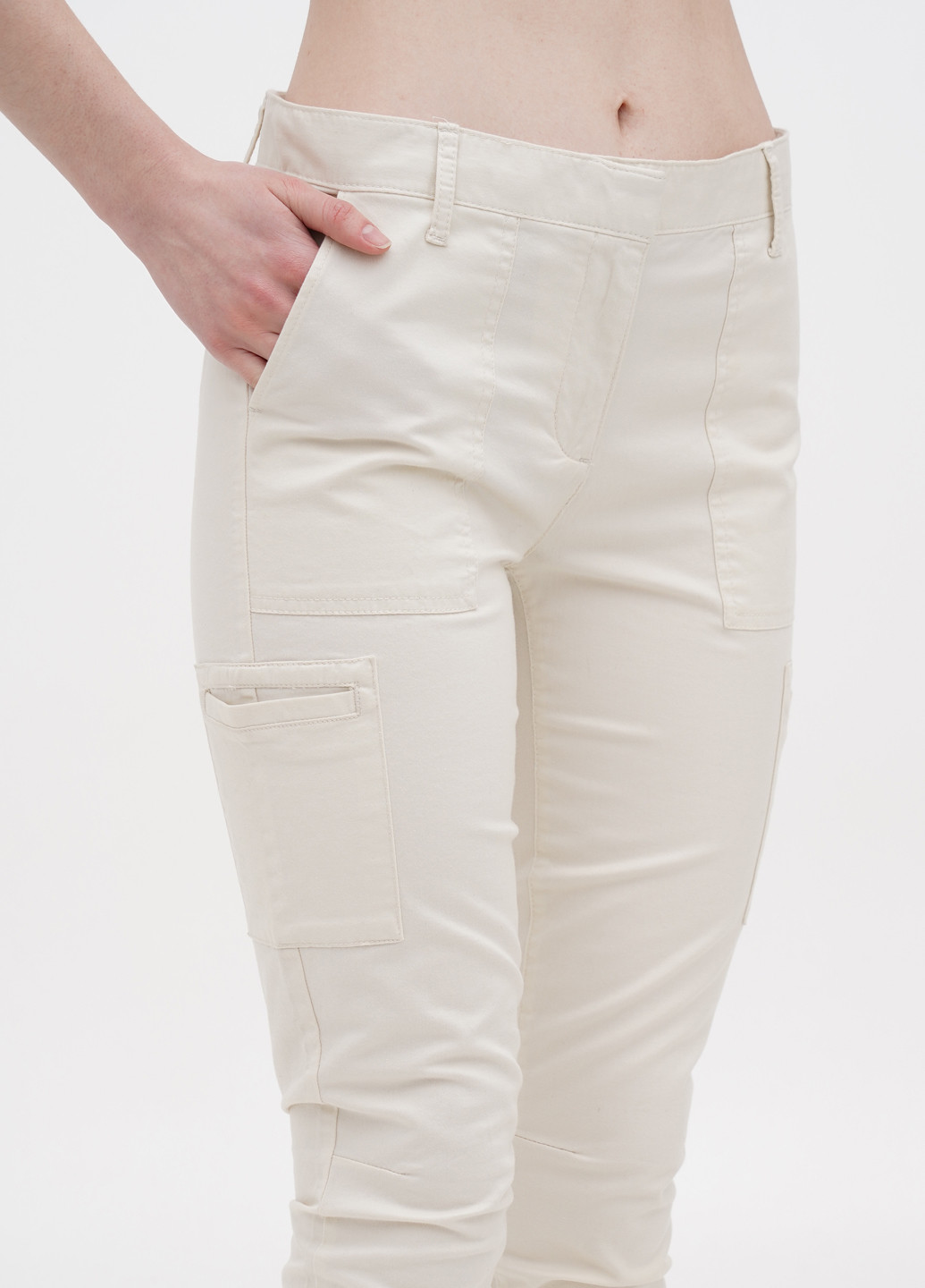 Светло-бежевые кэжуал летние карго, зауженные, укороченные брюки Gap