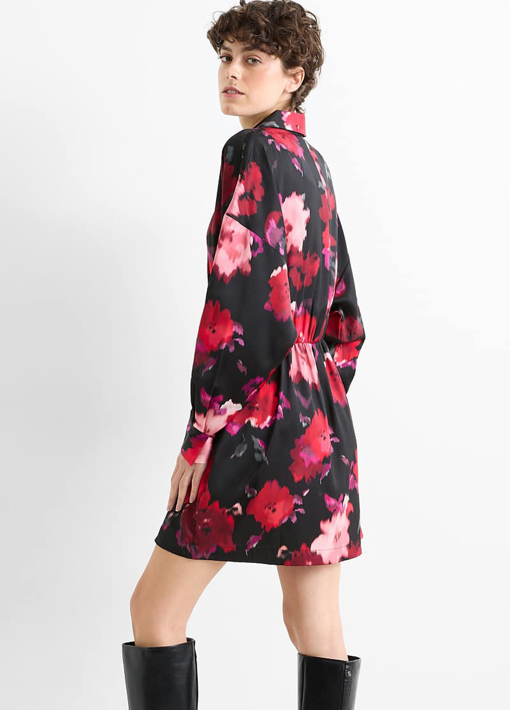 Комбинированное кэжуал платье рубашка C&A с цветочным принтом