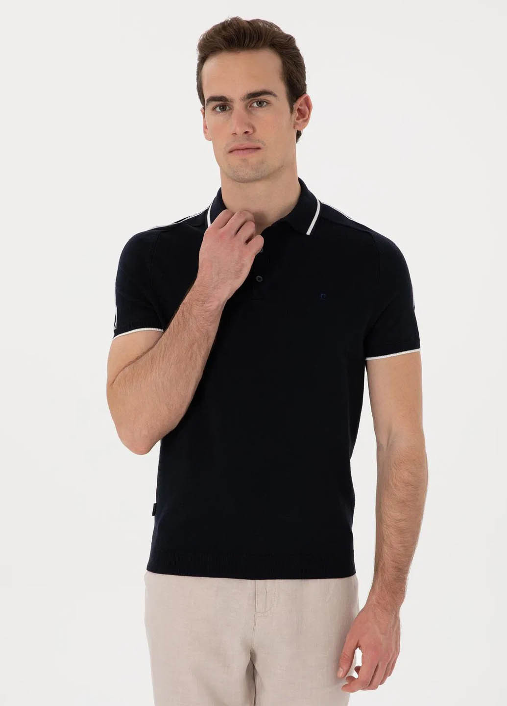 Темно-синяя футболка-поло для мужчин Pierre Cardin однотонная