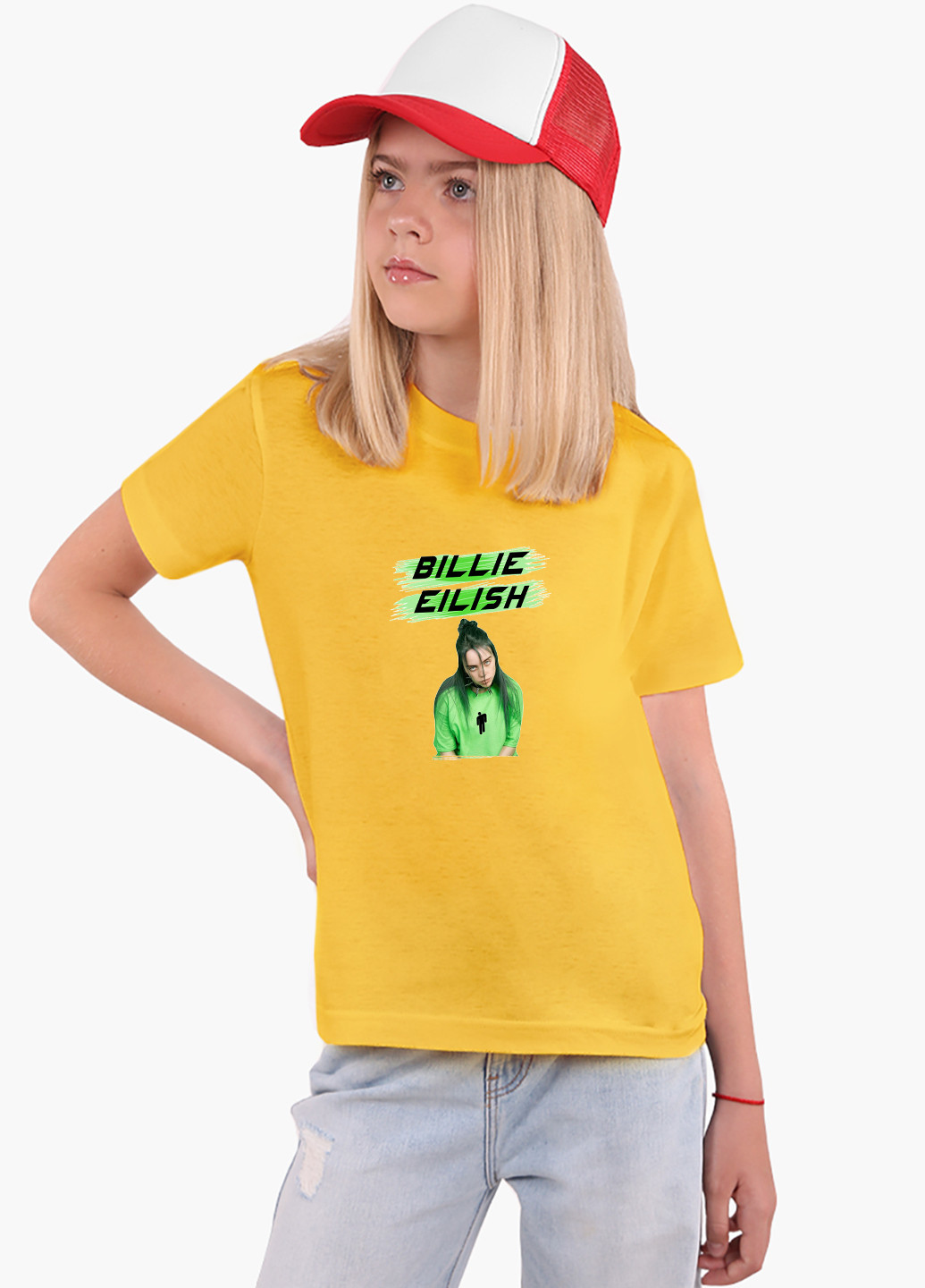 Жовта демісезонна футболка дитяча біллі айлиш (billie eilish) (9224-1207) MobiPrint