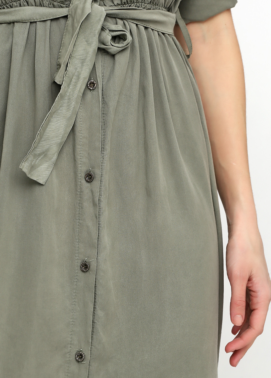 Оливковое (хаки) кэжуал платье рубашка Miss Ketty однотонное
