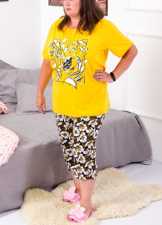 Желтый летний комплект женский (футболка+бриджи) Носи своє 8119