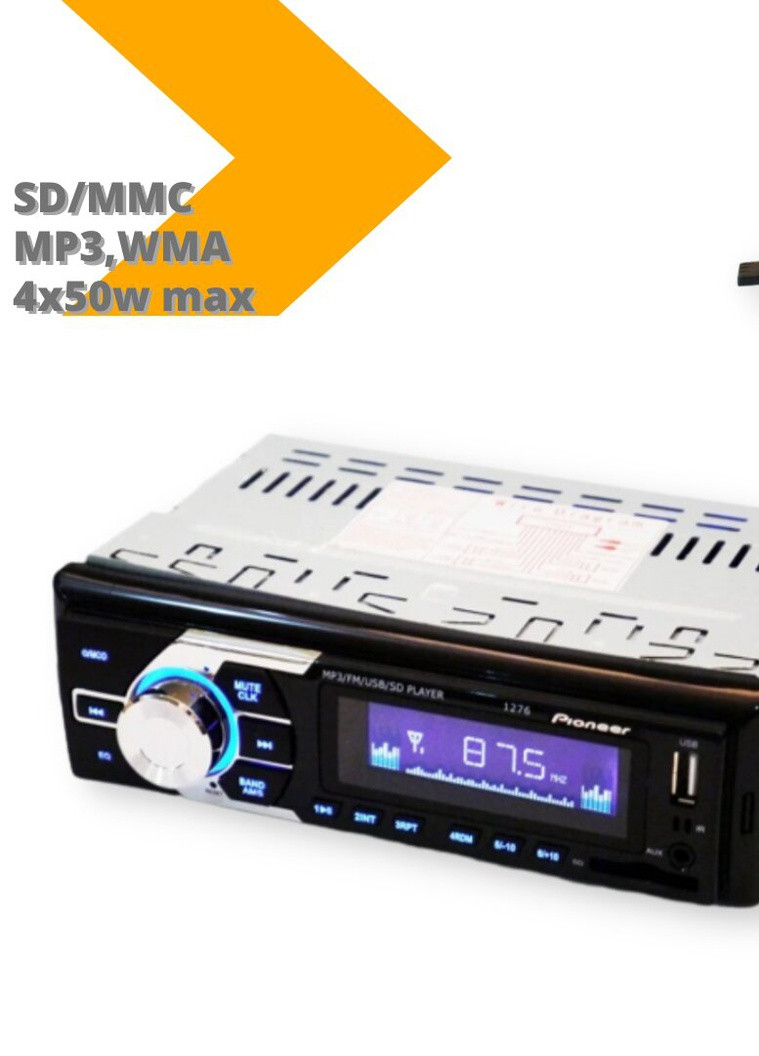 Автомагнітола Pioneer 1276 MP3 SD USB AUX FM чорний (1276_437) No Brand (253643444)