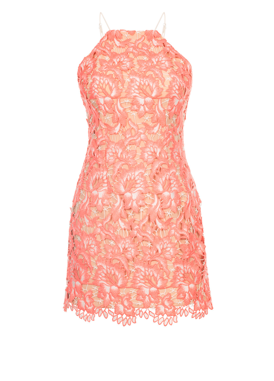 Розовое вечернее кружевное мини платье с открытой спиной, с открытыми плечами, футляр Elliatt однотонное