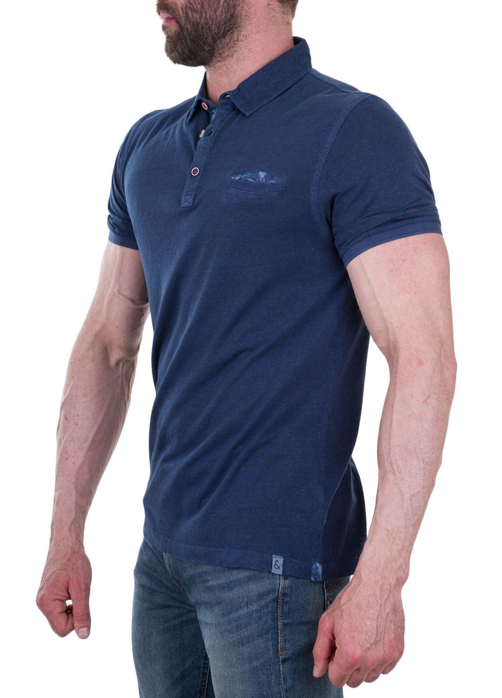 Синяя футболка-поло для мужчин COLOURS & SONS однотонная