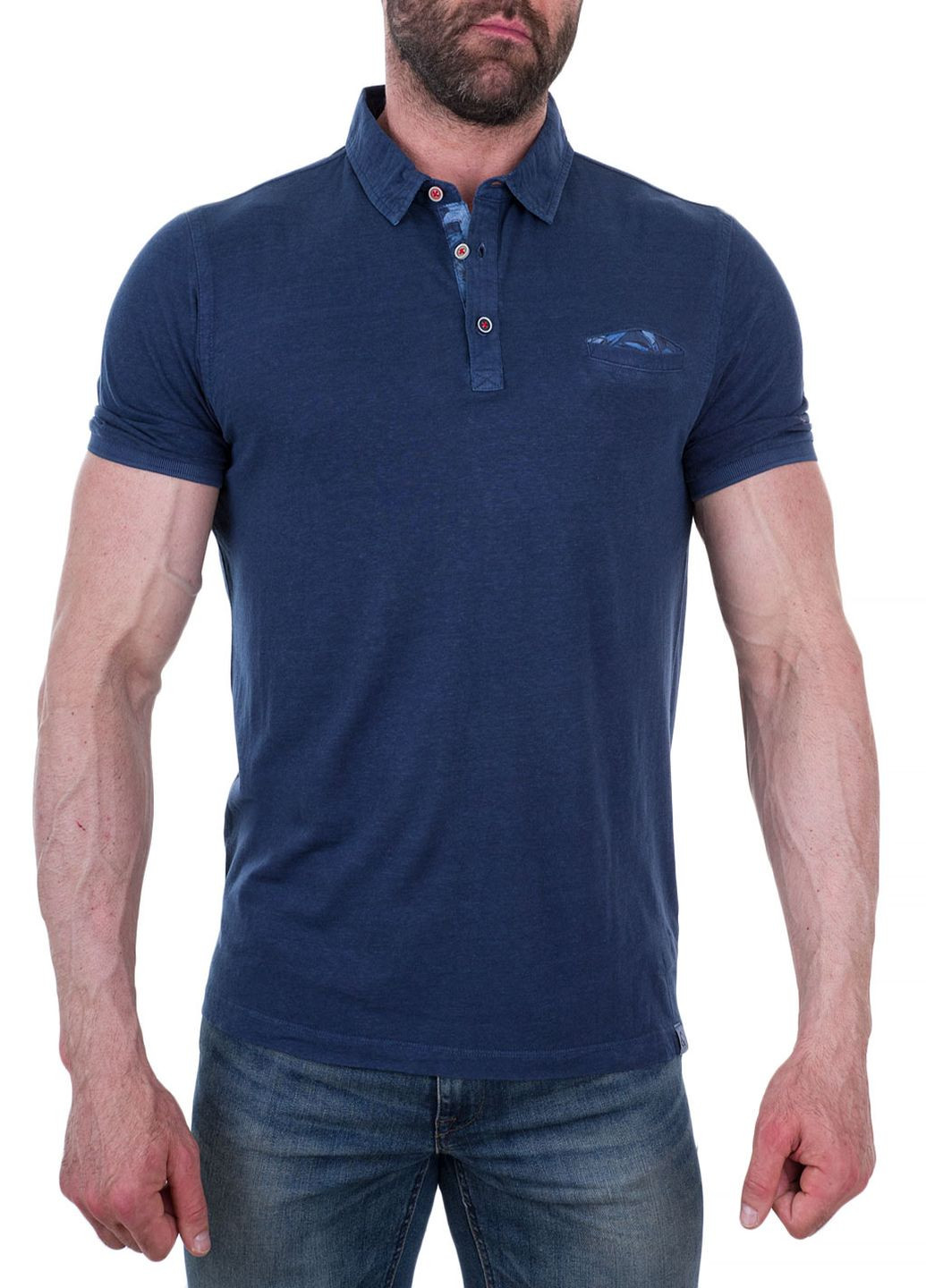 Синяя футболка-поло для мужчин COLOURS & SONS однотонная