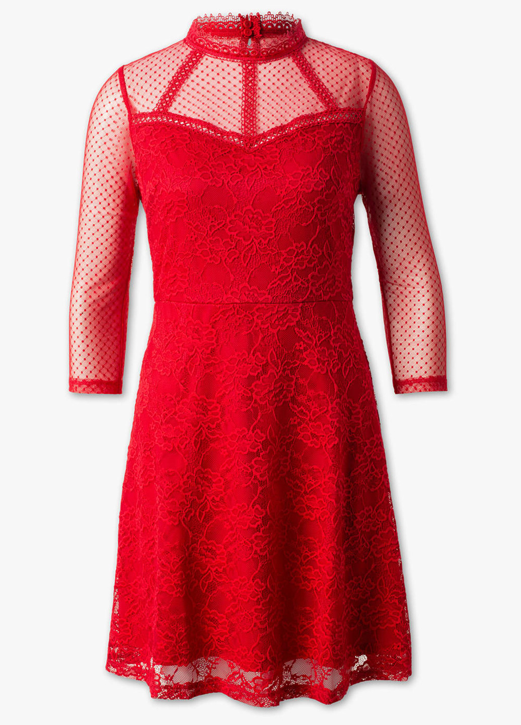 Красное коктейльное платье клеш C&A однотонное