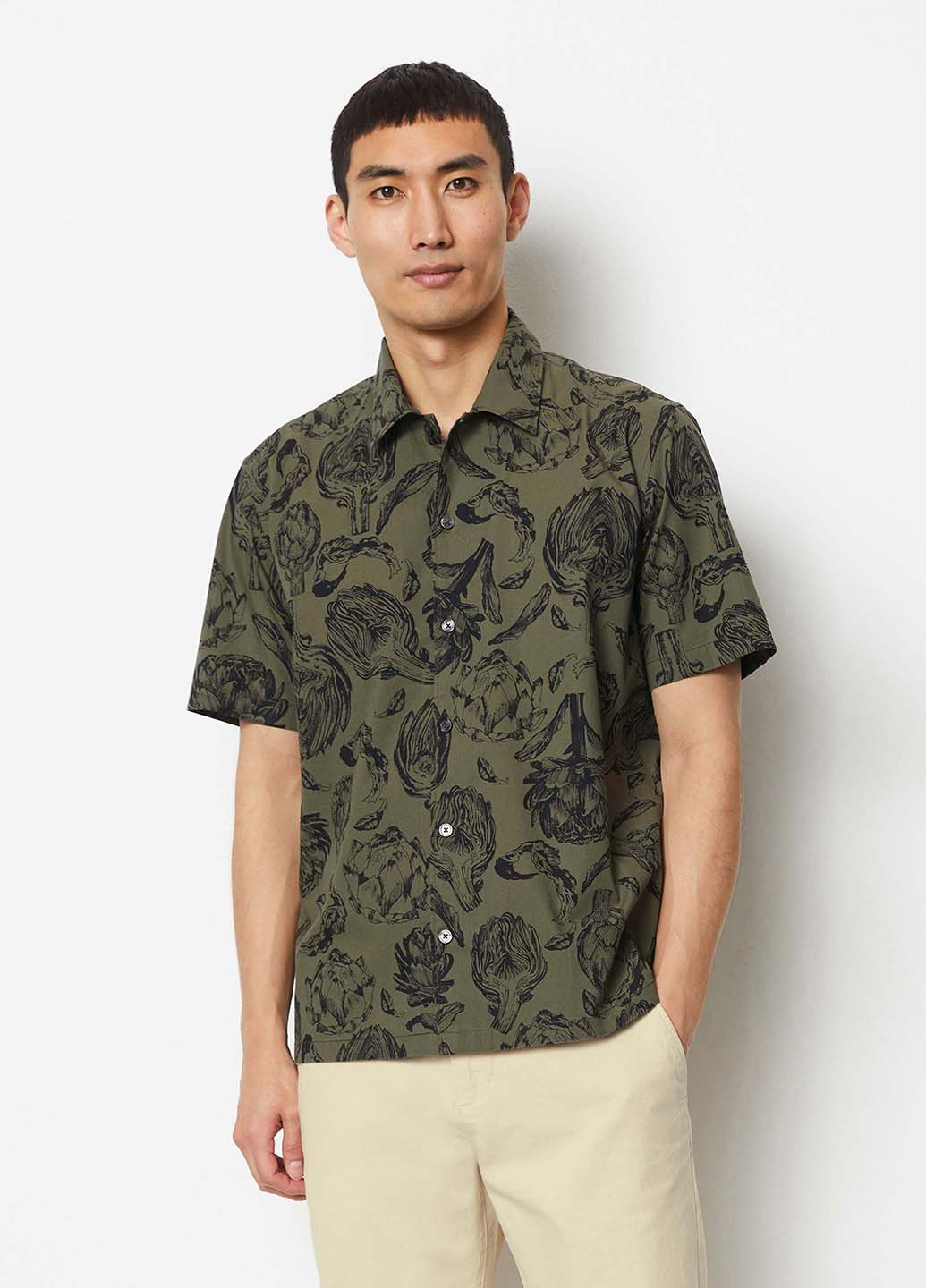 Темно-зеленая кэжуал рубашка с рисунком Marc O'Polo