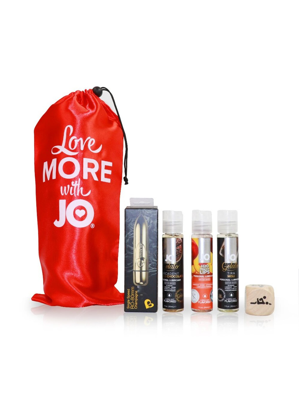 Набір для двох «Персиковий десерт»: 3 смакові мастила, вібропуль, кубик з позами System JO (252586799)