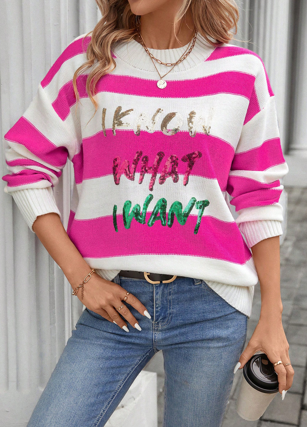 Комбинированный демисезонный джемпер джемпер SHEIN