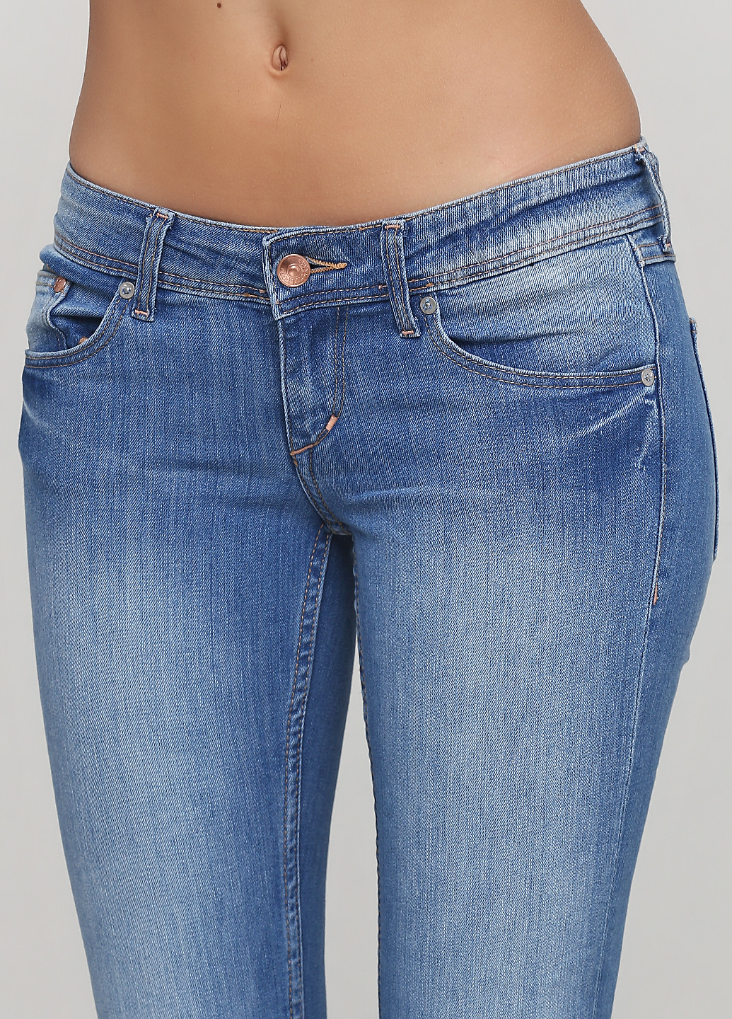 Джинси H&M скінні однотонні сині джинсові поліестер, бавовна