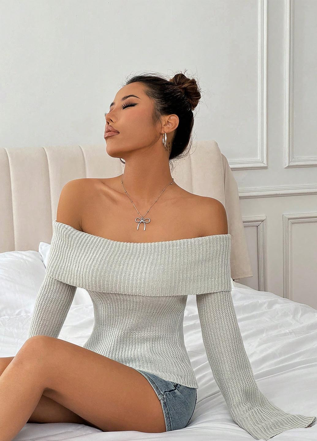 Світло-сірий демісезонний светр SHEIN