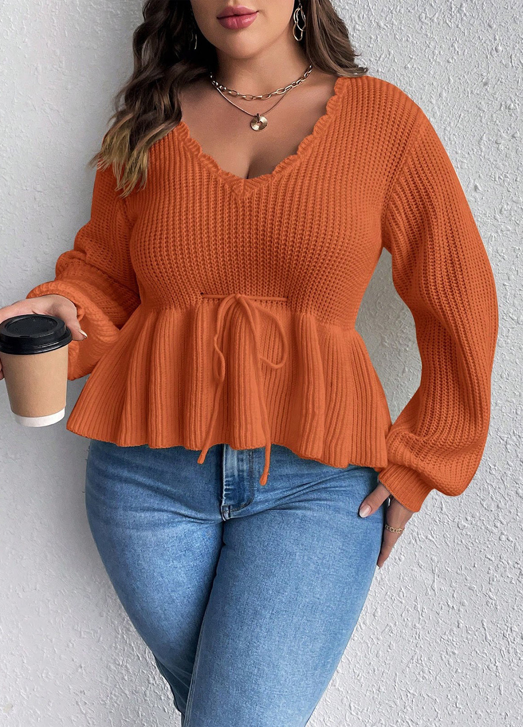 Оранжевый демисезонный пуловер джемпер SHEIN