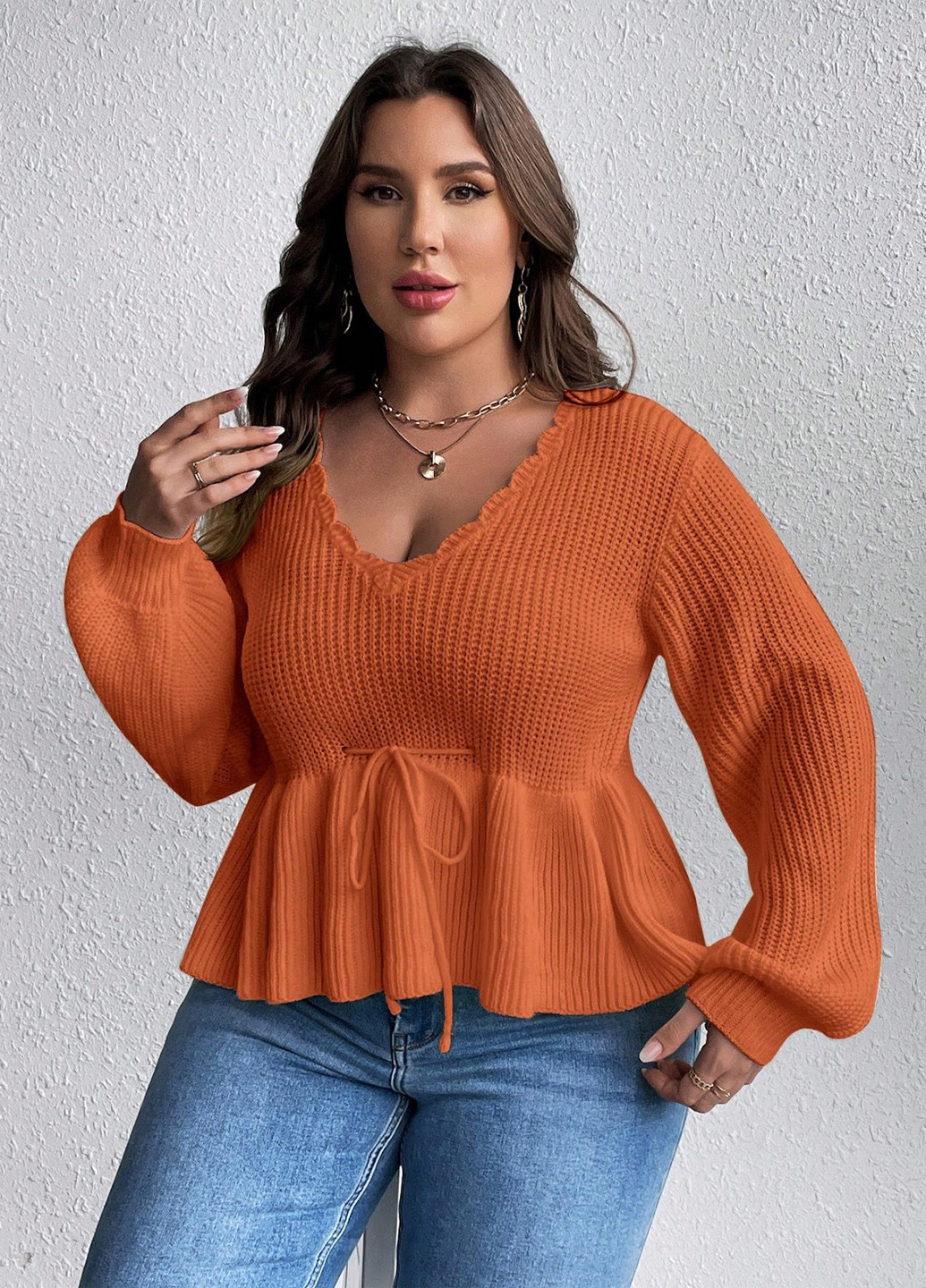 Оранжевый демисезонный пуловер джемпер SHEIN
