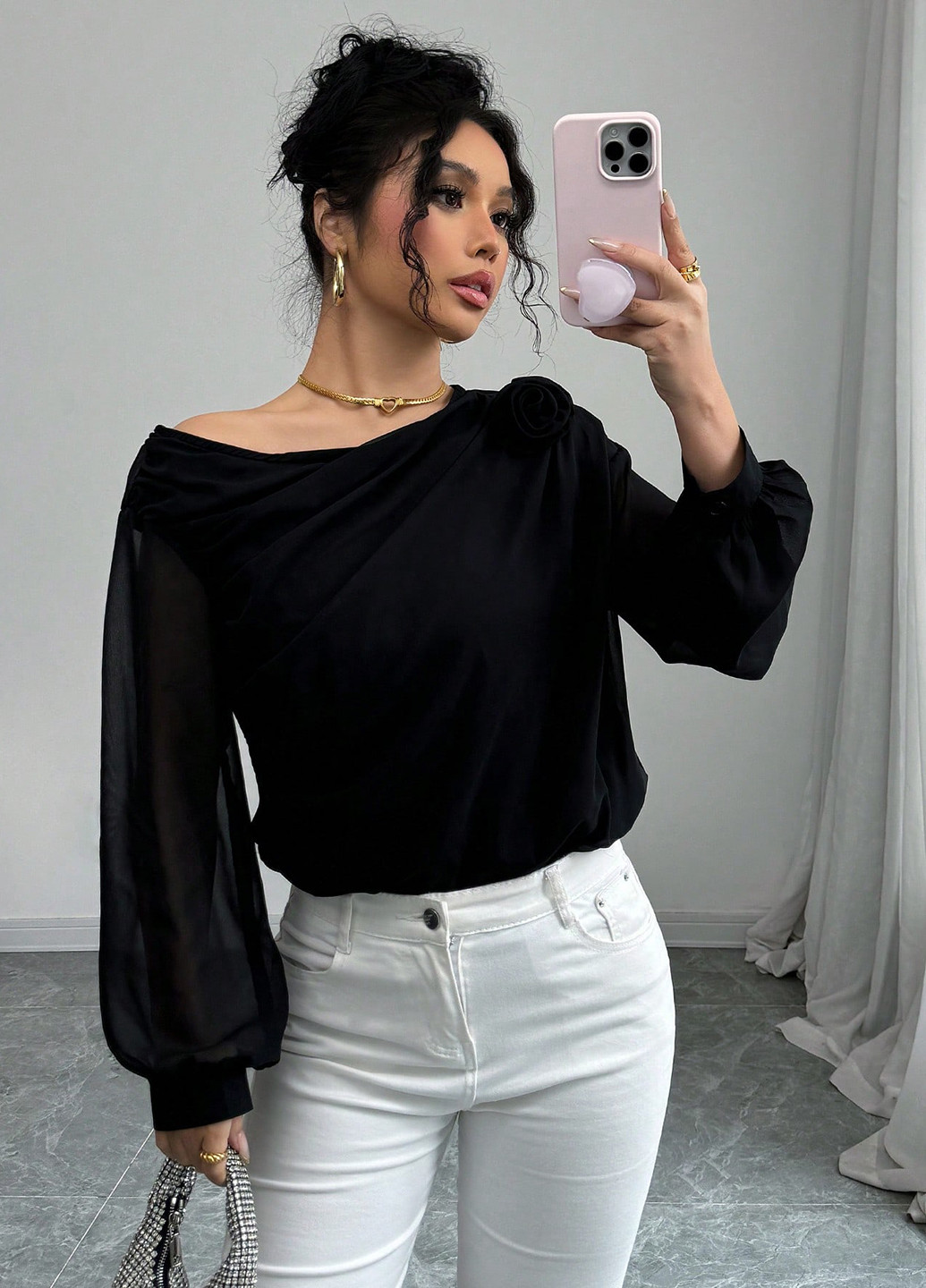 Чорна блуза SHEIN