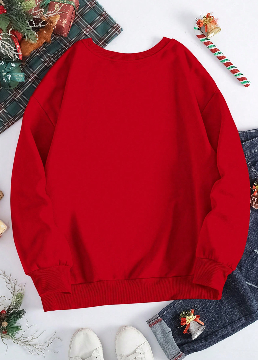 Красный свитшот SHEIN новогодний без декора (353307569)