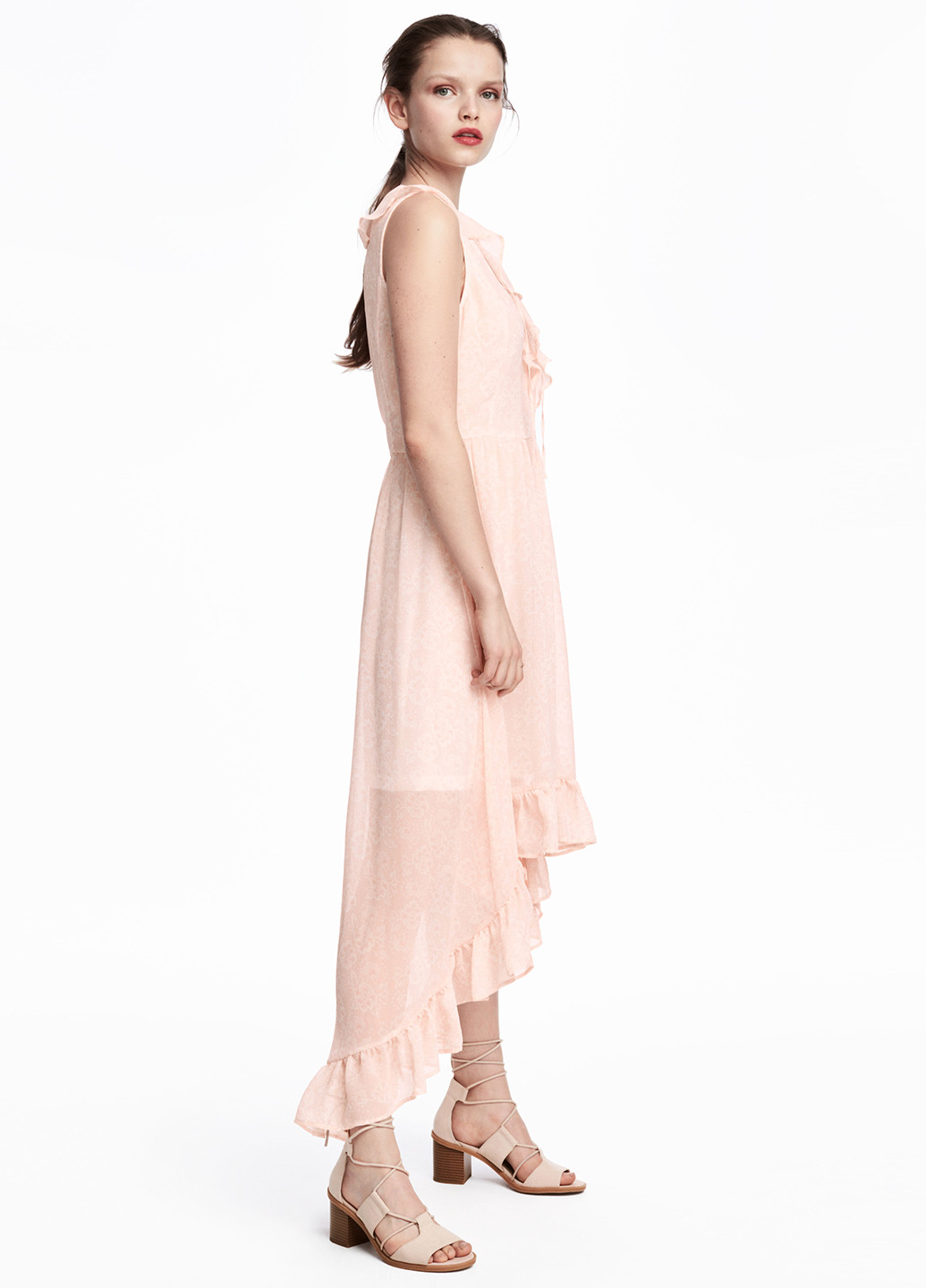 Персиковое кэжуал платье H&M фактурное