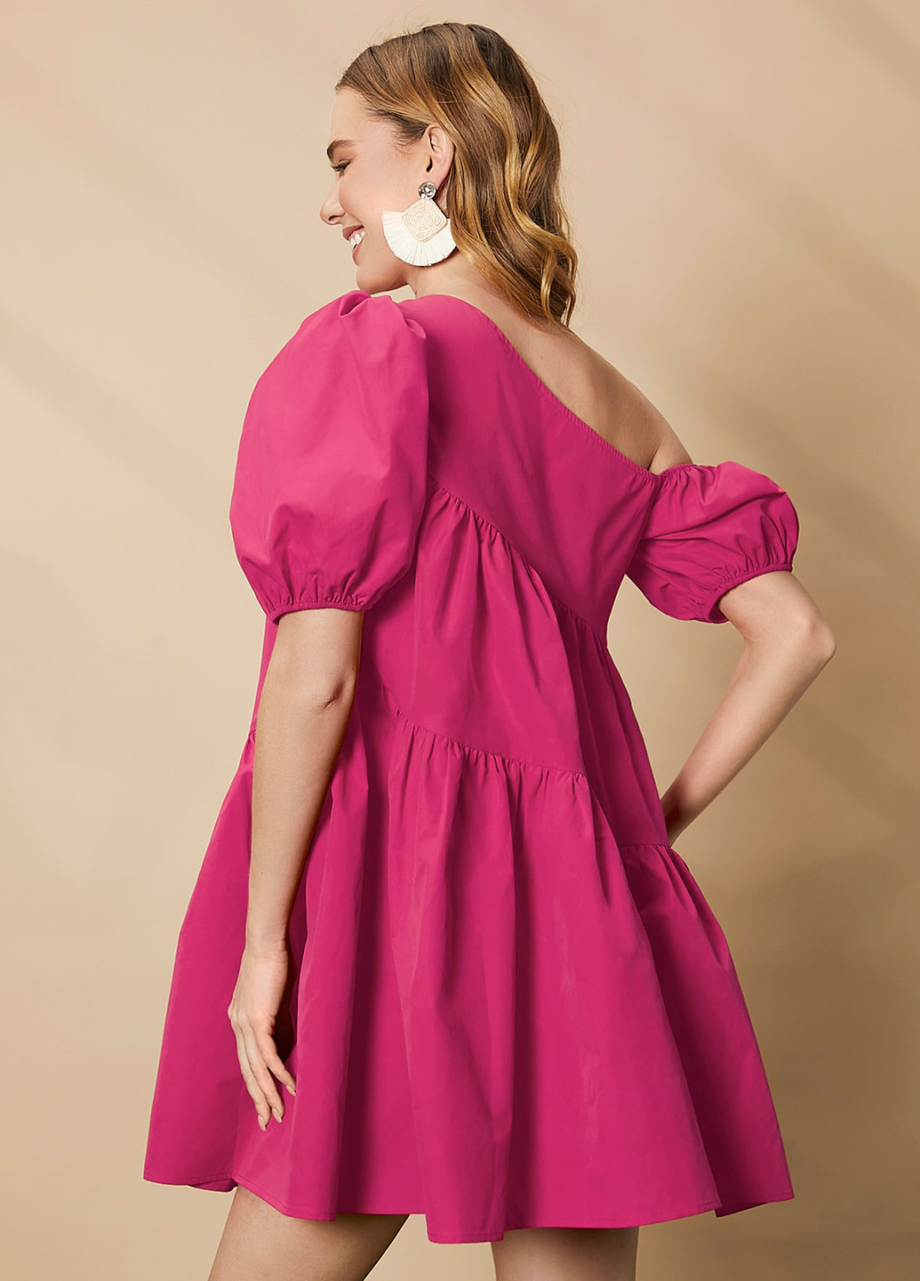 Розовое кэжуал платье а-силуэт SHEIN однотонное