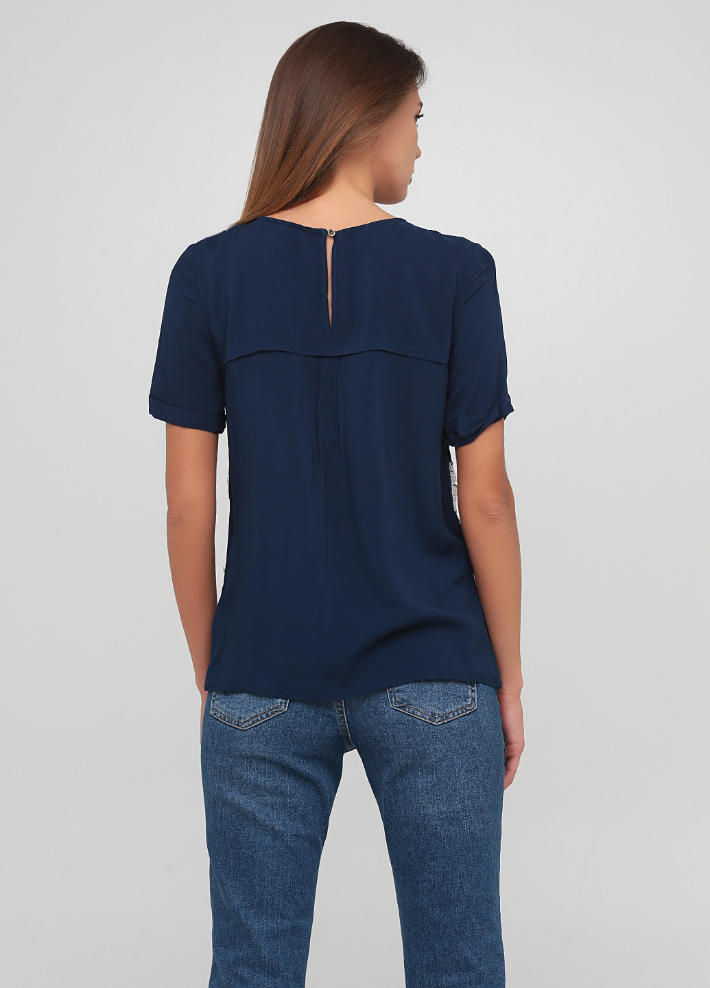 Темно-синяя летняя блуза Oasis