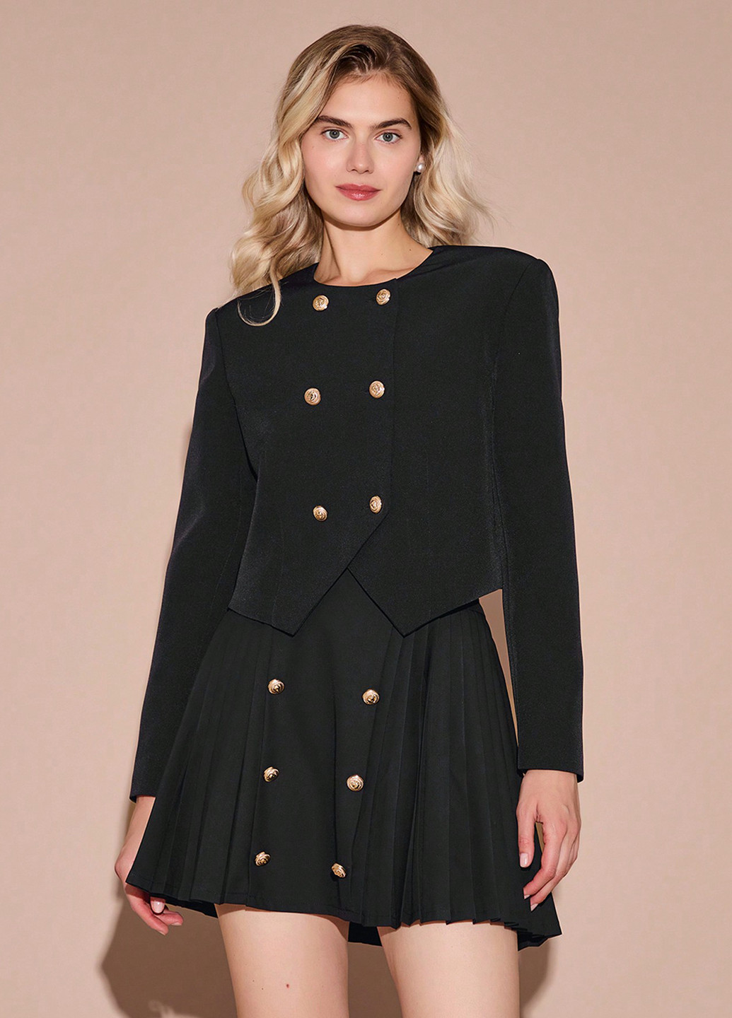 Черный женский жакет SHEIN однотонный - демисезонный