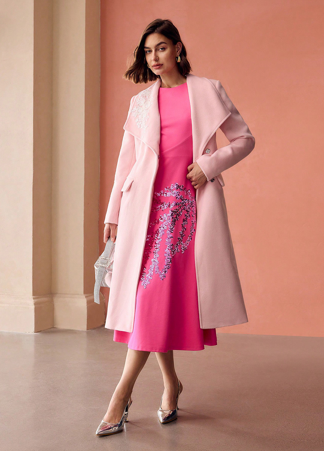 Фуксинова (кольору Фукія) святковий, кежуал сукня а-силует SHEIN однотонна