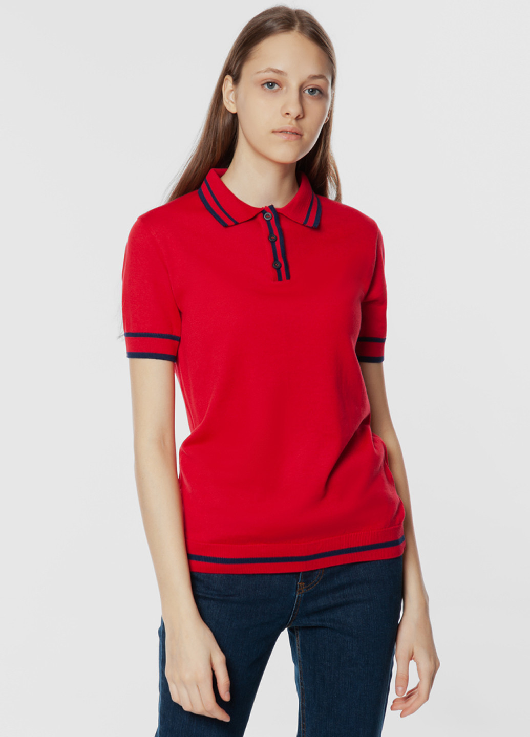 Красная женская футболка-поло женское Arber однотонная