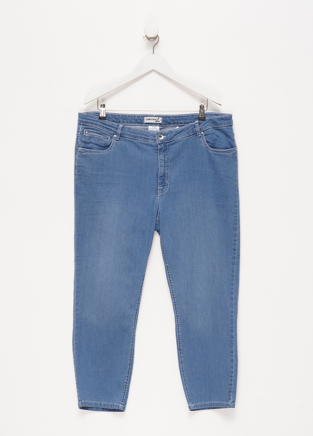 Голубые зимние зауженные, укороченные джинсы Collection L