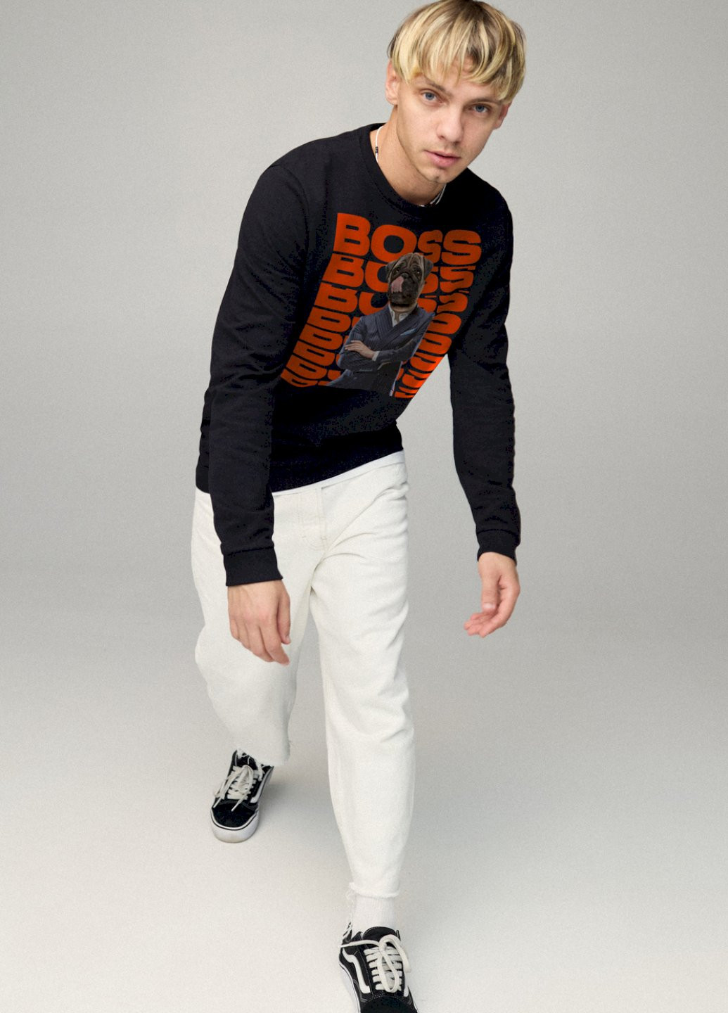 Черный свитшот мужской basic /no flis/ YAPPI рисунок (251424239)