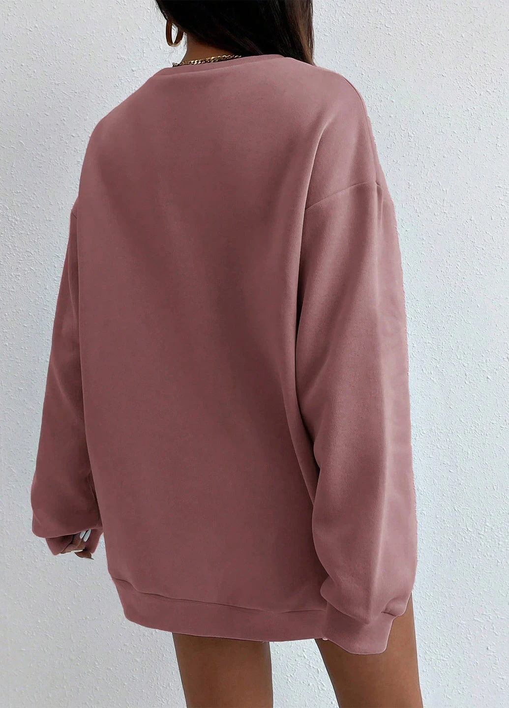 Кофейный свитшот SHEIN однотонный вышивка (311507793)