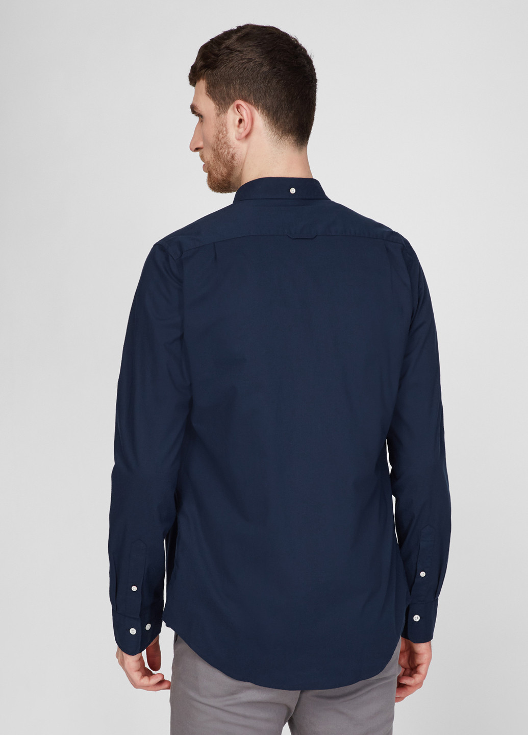 Темно-синяя кэжуал рубашка однотонная Gant